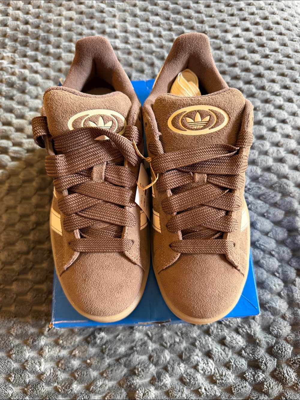 adidas womens Brown Suede Low-Top Sneakers with Cream Accents